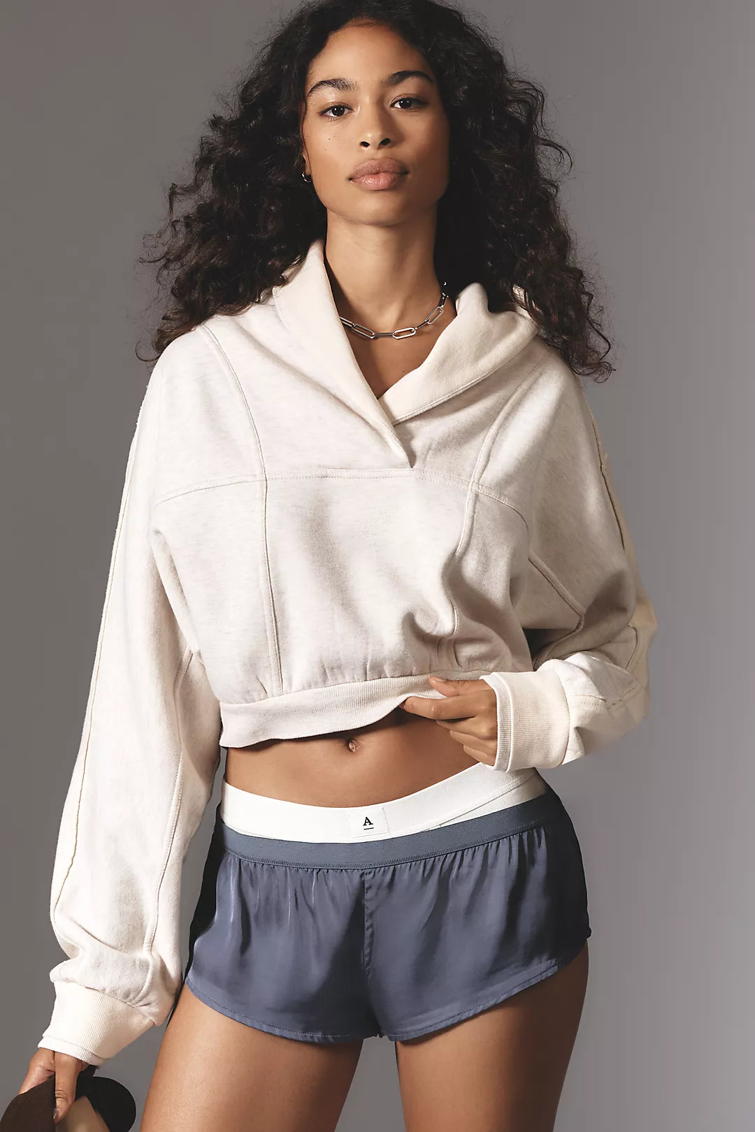 Anthropologie Daily Practice Cream Crop Sweatshirt - XXS
