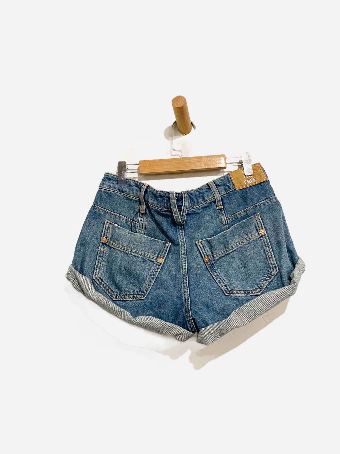 Free People Beginners Luck Slouch Denim Cuffed Shorts - 24