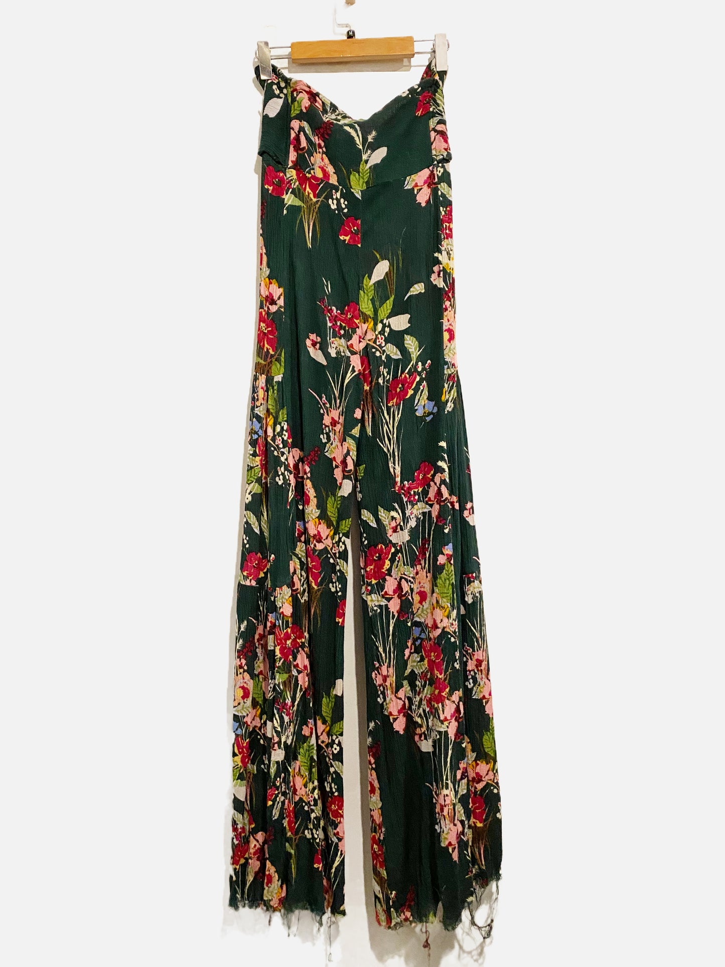 Free People Green Floral Wide Leg Pants - Medium