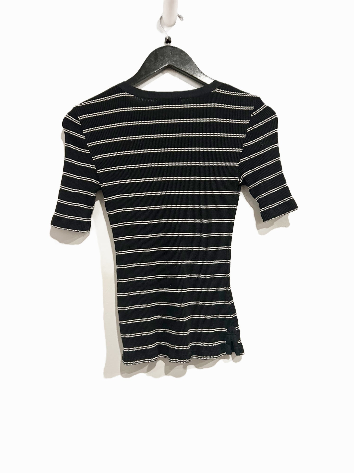 Madewell Ribbed Lace-Up Short-Sleeve Tee in Jet Black - XXS
