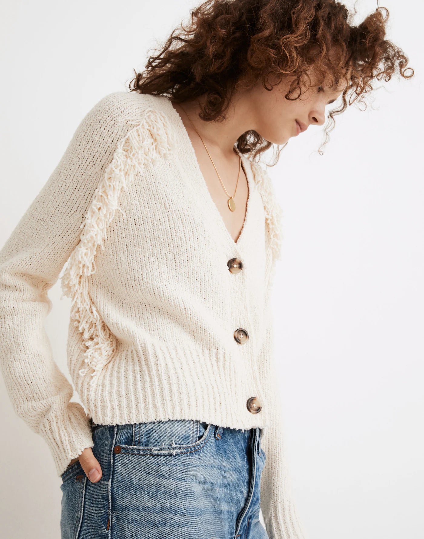 Madewell Cream Fringe Cardigan - Medium