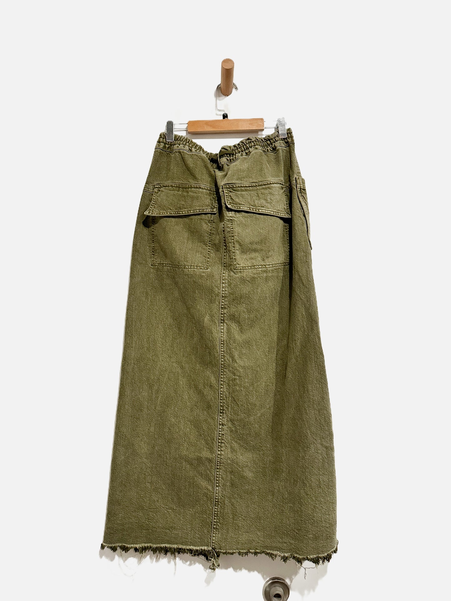 Free People Woke Up Like this Green Denim Split Skirt - Large