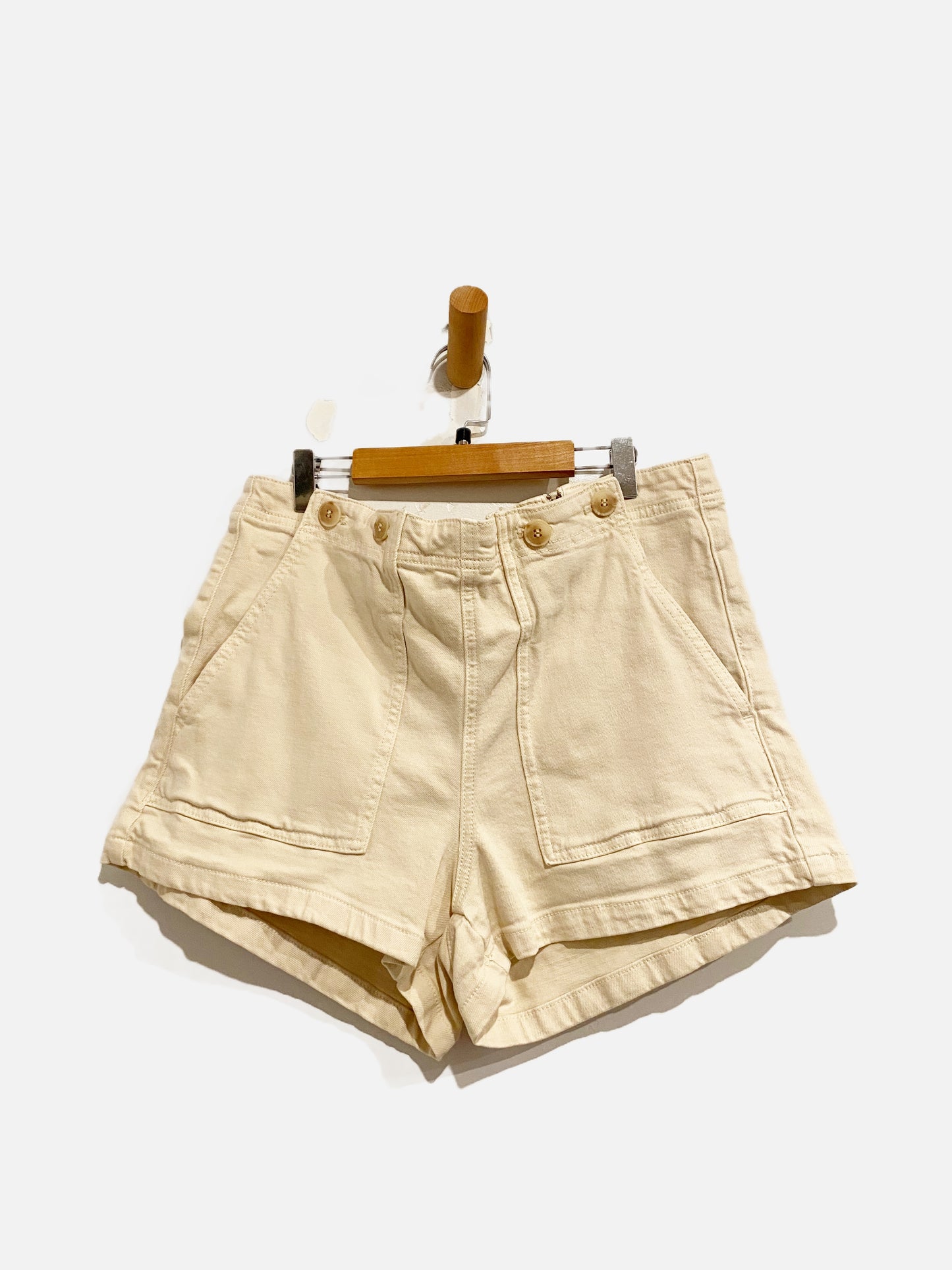 Anthropologie Pilcro Cream Button Shorts - 32