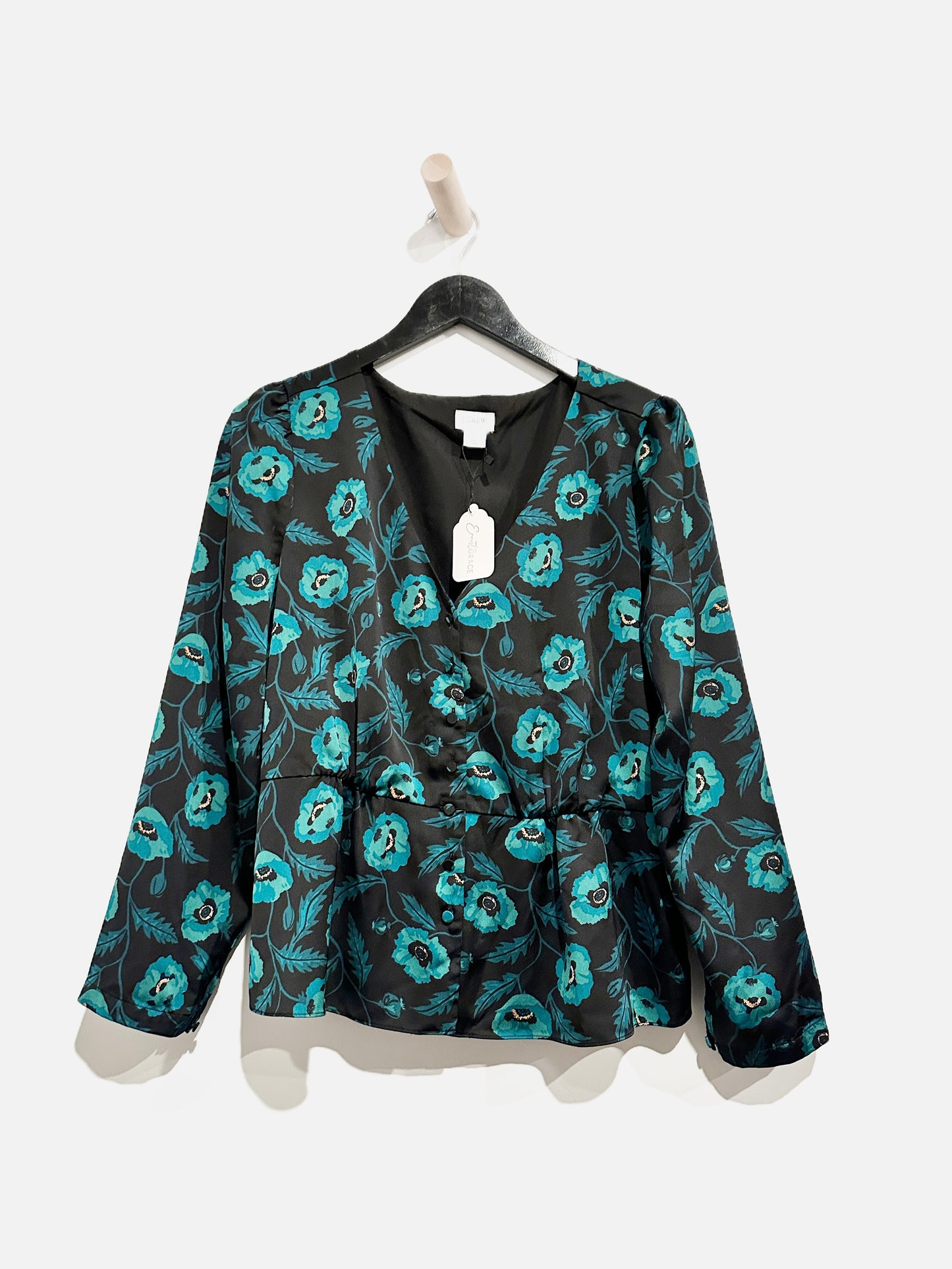 J.Crew Black Floral Blouse - 12