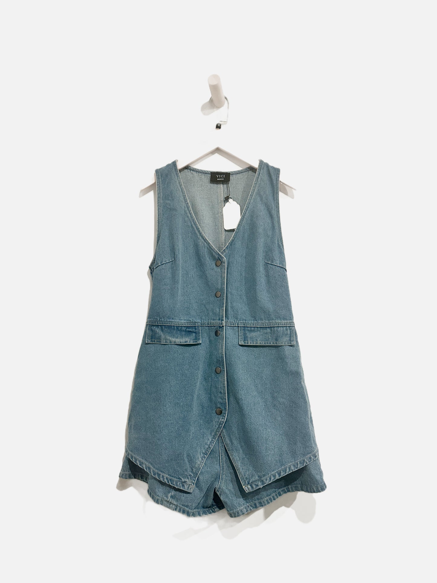 Vici Denim Vest Romper - Medium