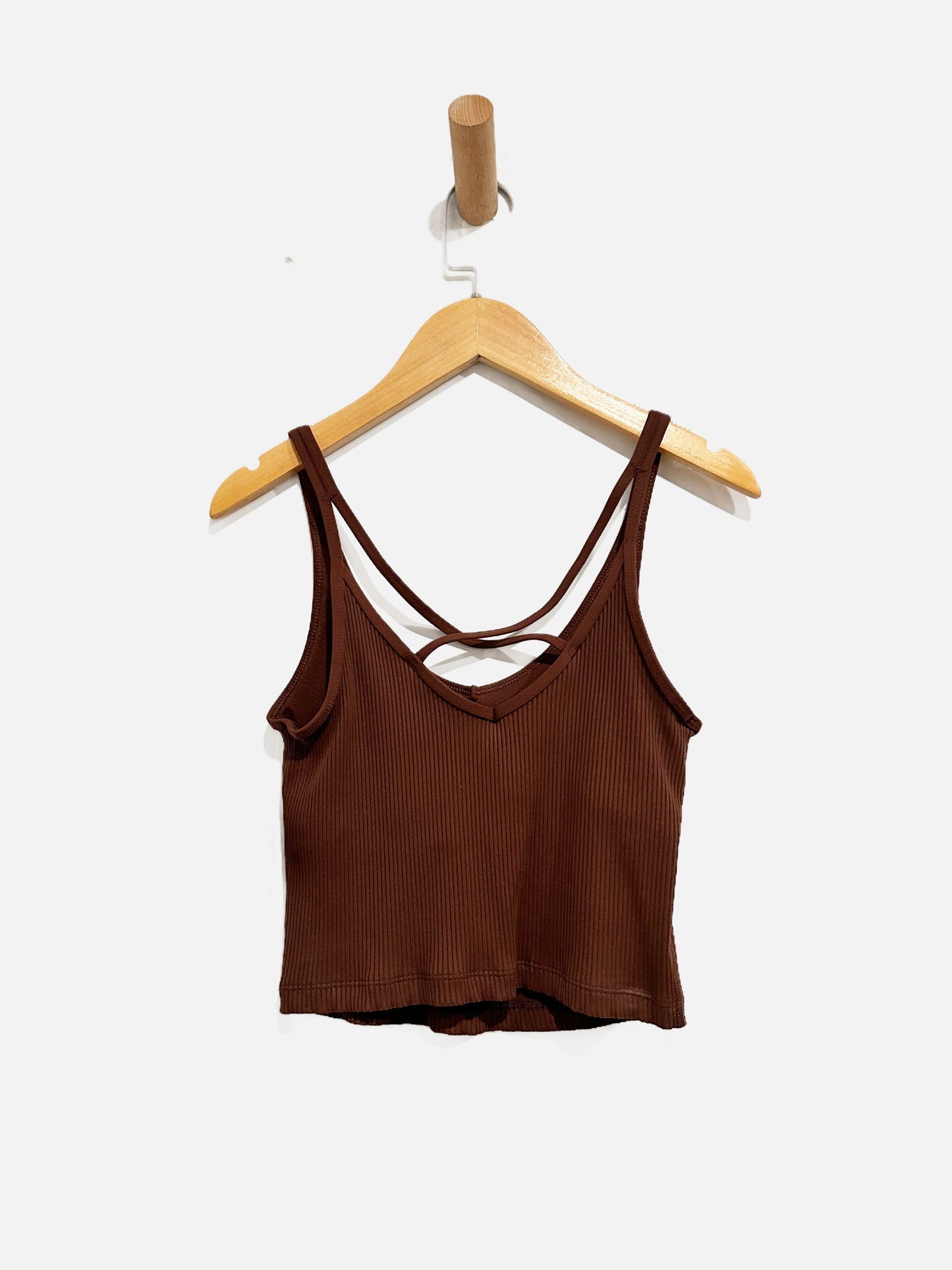 Vuori Brown Ribbed Crop Tank - Small