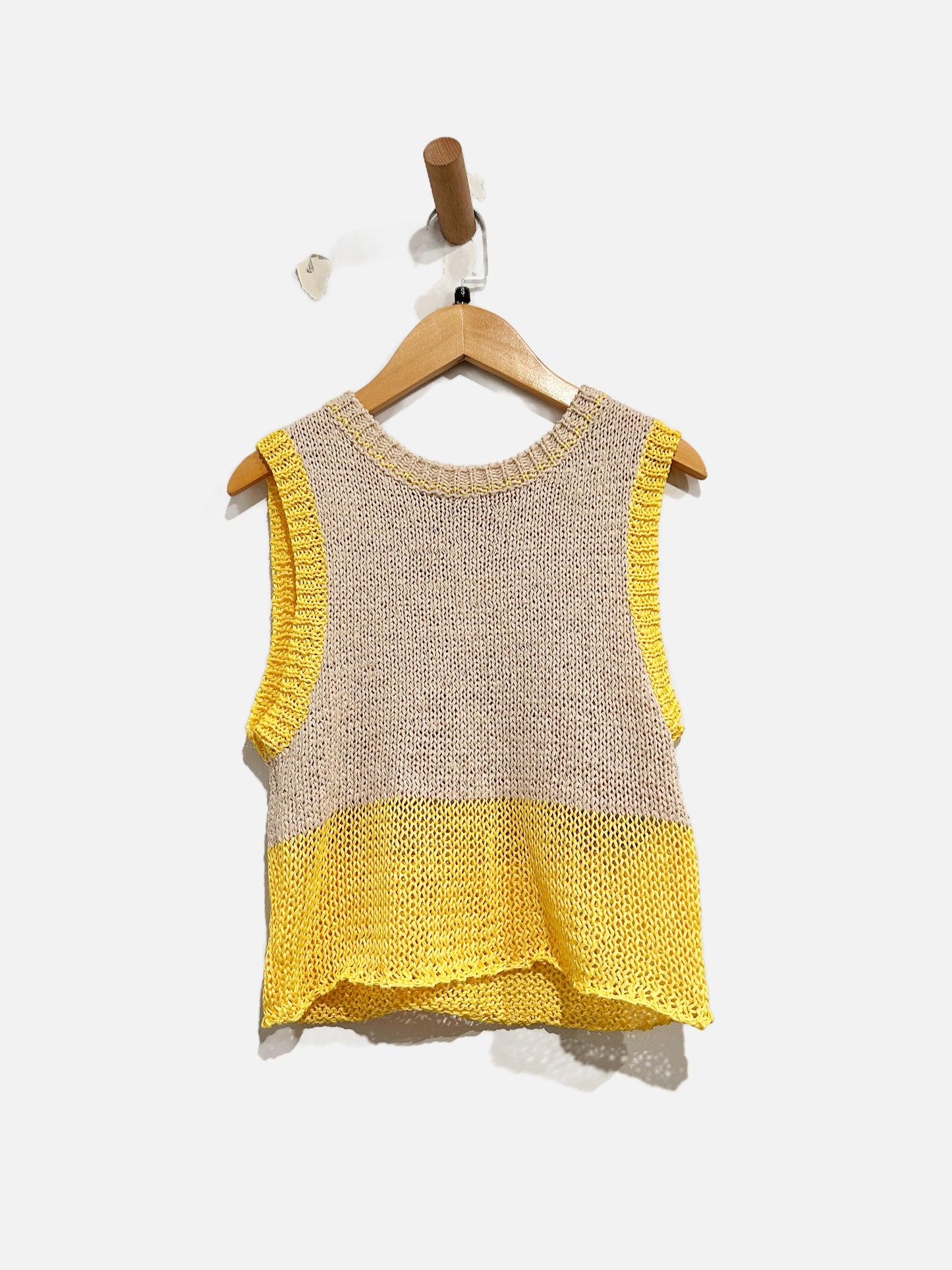 Zara Tan and Yellow Color Block Tank - Small