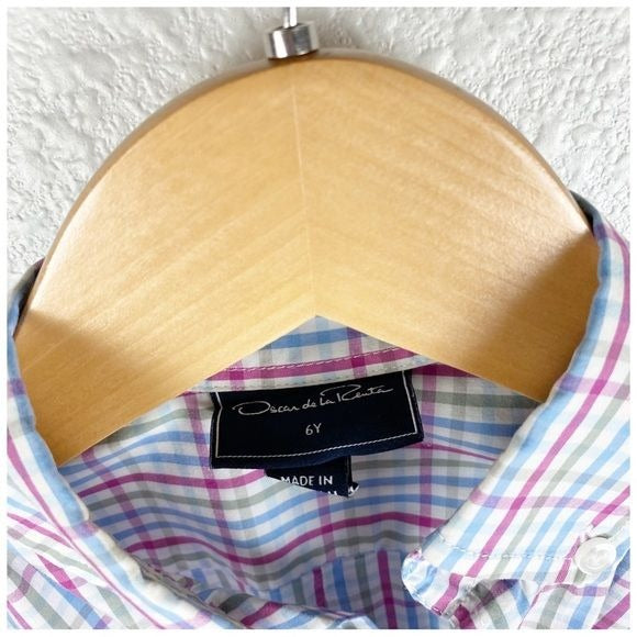 Oscar De La Renta Multi Color Plaid Button Down - 6Y
