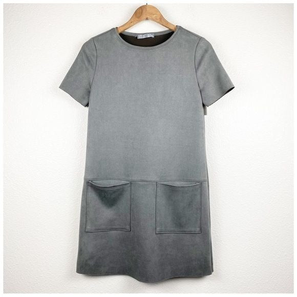 ILTM Ariana Faux Suede Dress in Gray Size XS