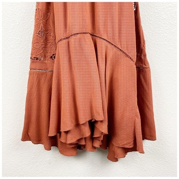 Free People Heat Wave Tunic Dress in Terracotta Size XS