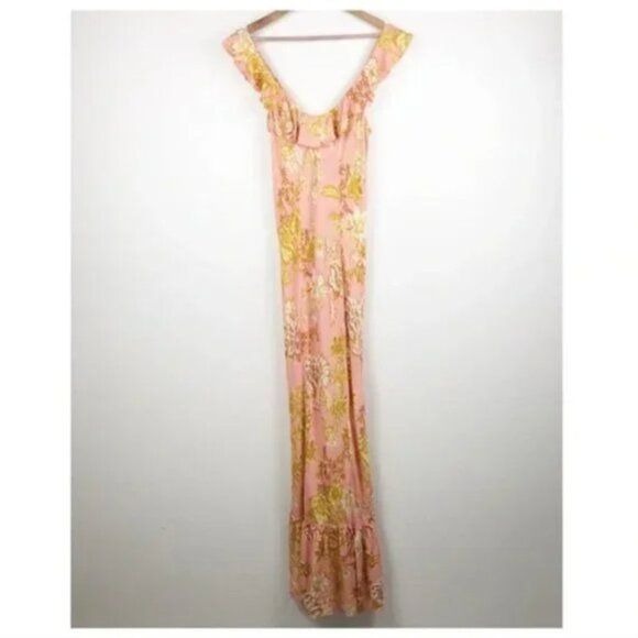 Free People Remind Me Maxi Dress in Coral Combo Size Small