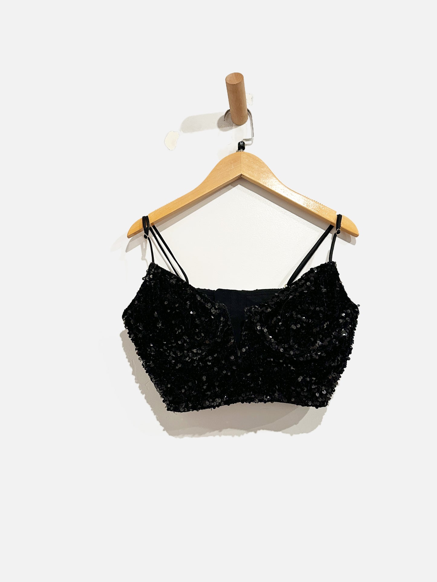 Anthropologie Black Sequin Bra - Medium