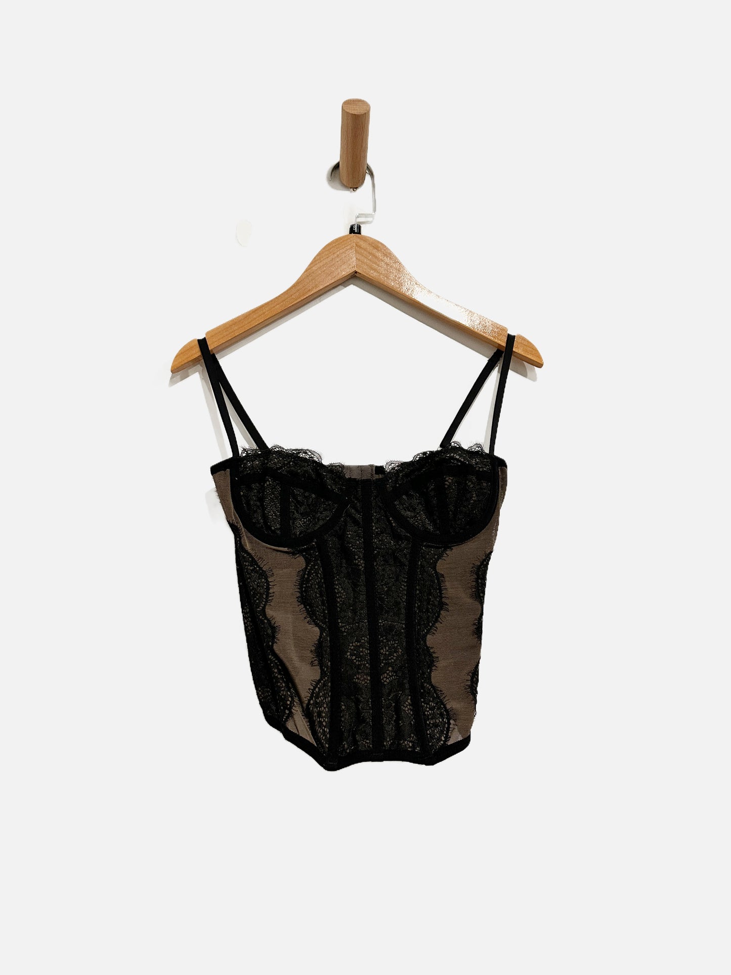 UO Out From Under Black Lace Bustier Top - Small