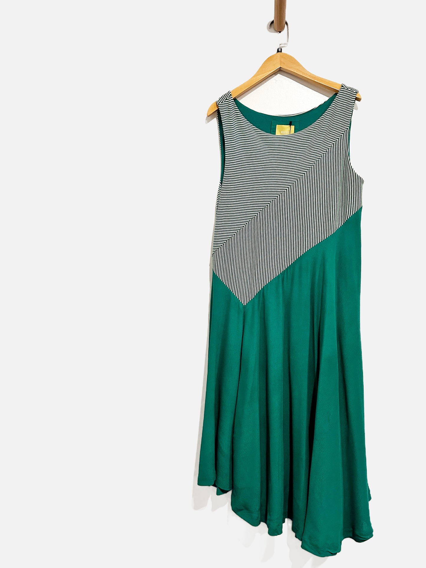 Anthropologie Maeve Green and White Stripe Dress - Medium