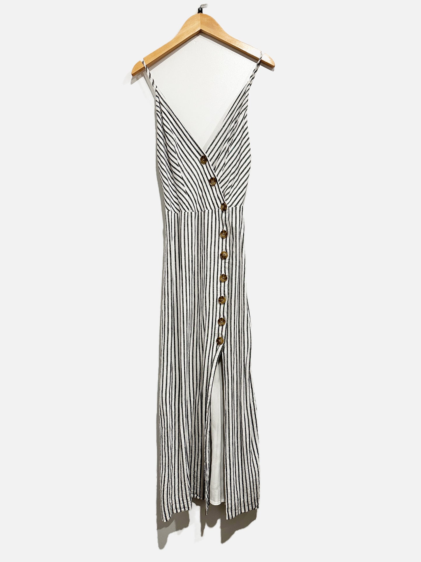 Urban Outfitters Gray and White Stripe Button Down Dress - Small