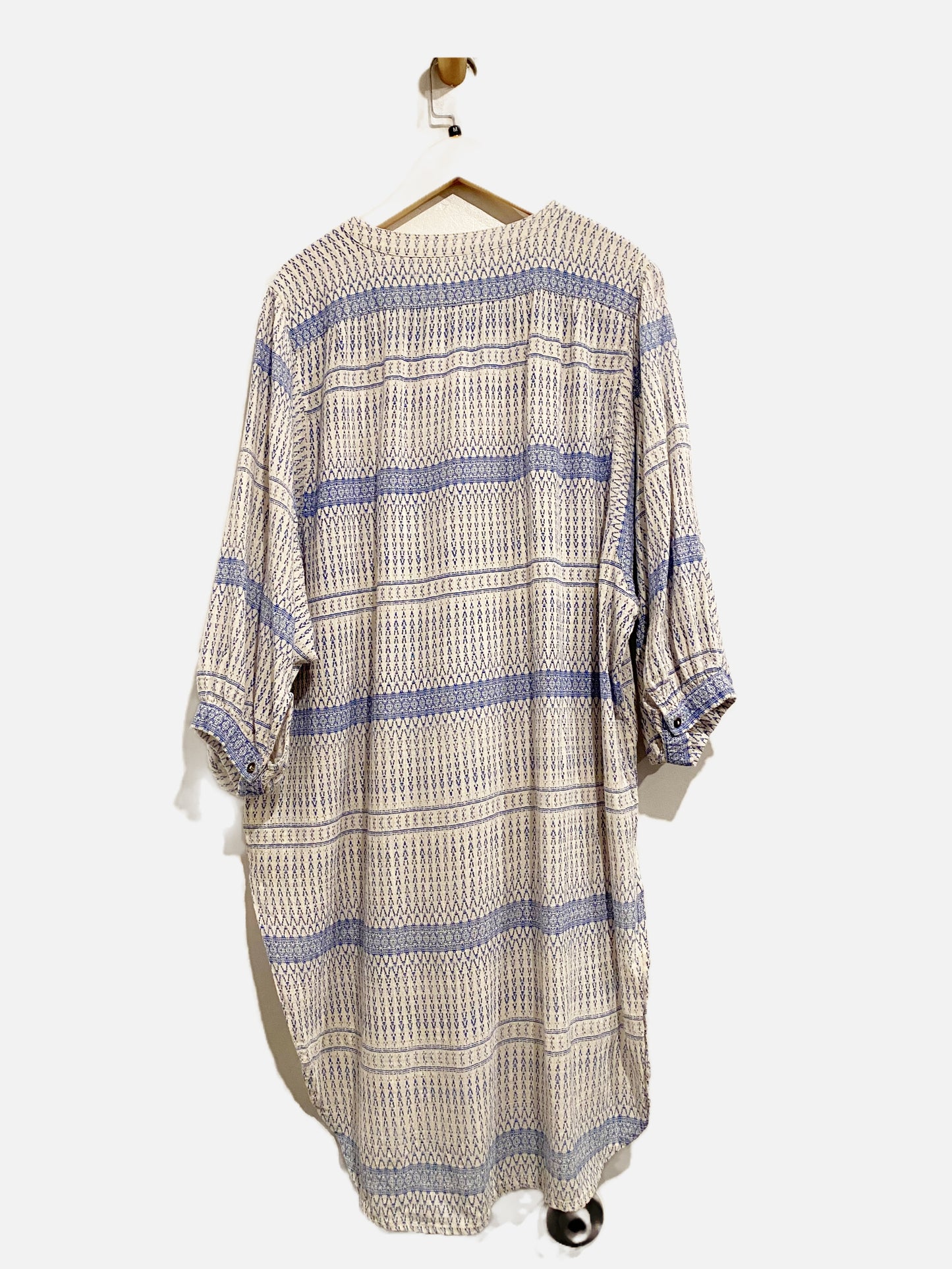 Maeve Blue and White Button Down Tunic - Medium