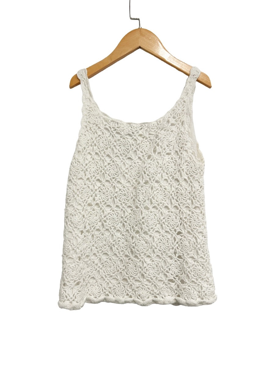Amanda Smith Vintage White Crochet Tank - Small