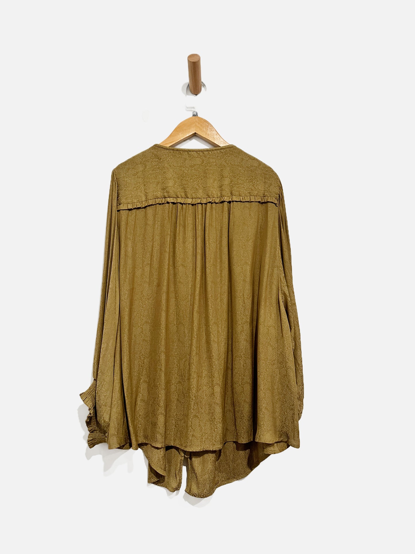 Anthropologie Brown Snake Print Button Down Blouse - 2X
