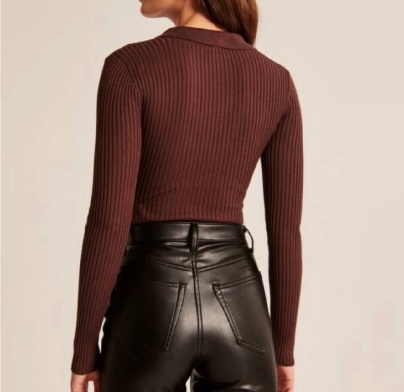 Abercrombie & Fitch Hook and Eye Brown Sweater Bodysuit - Large