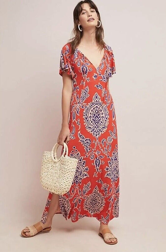 Anthropologie Akemi + Kin Red Medallion Maxi Dress - Small