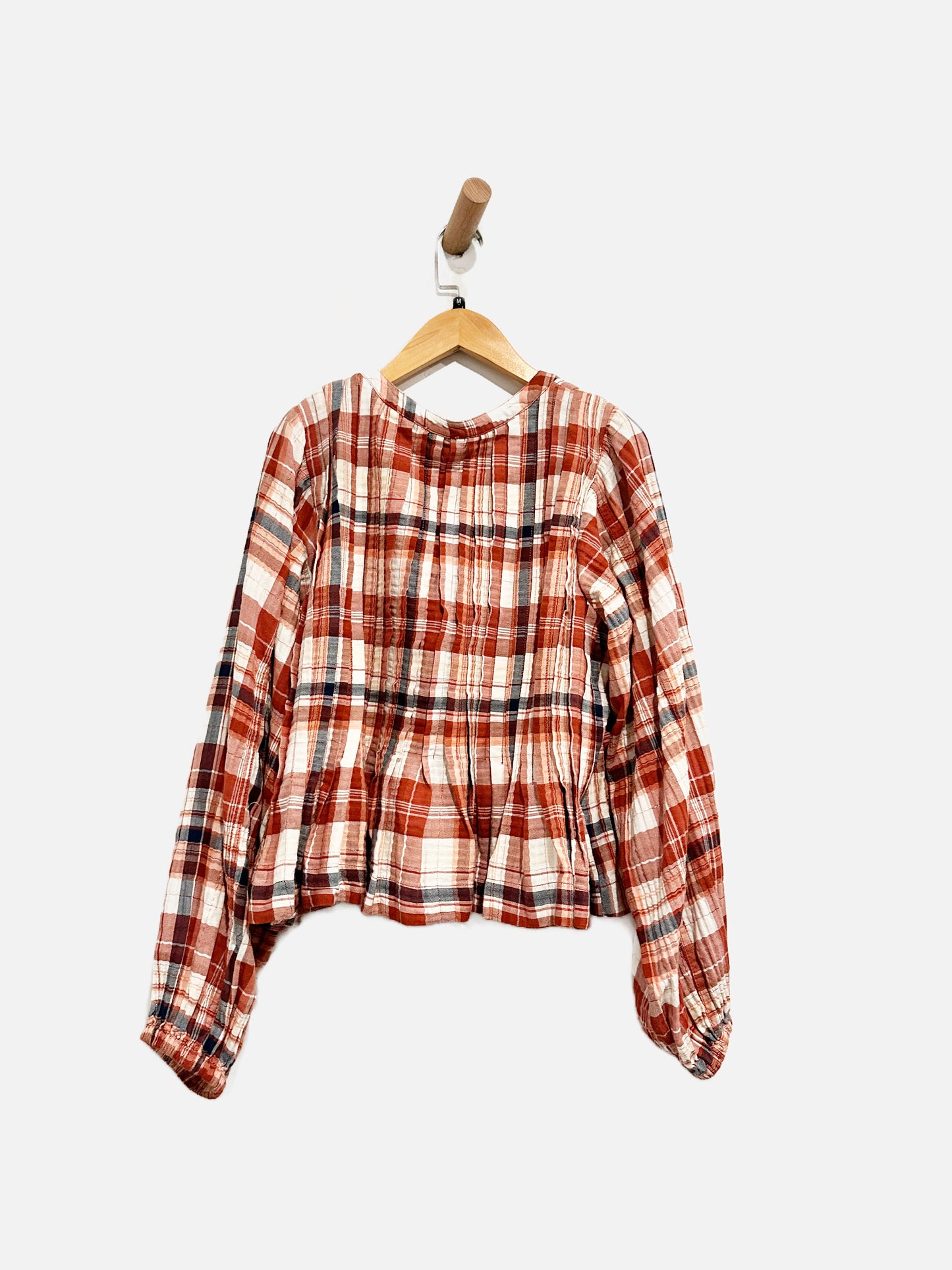 Anthropologie Pilcro Red Plaid Button Front Blouse - Medium