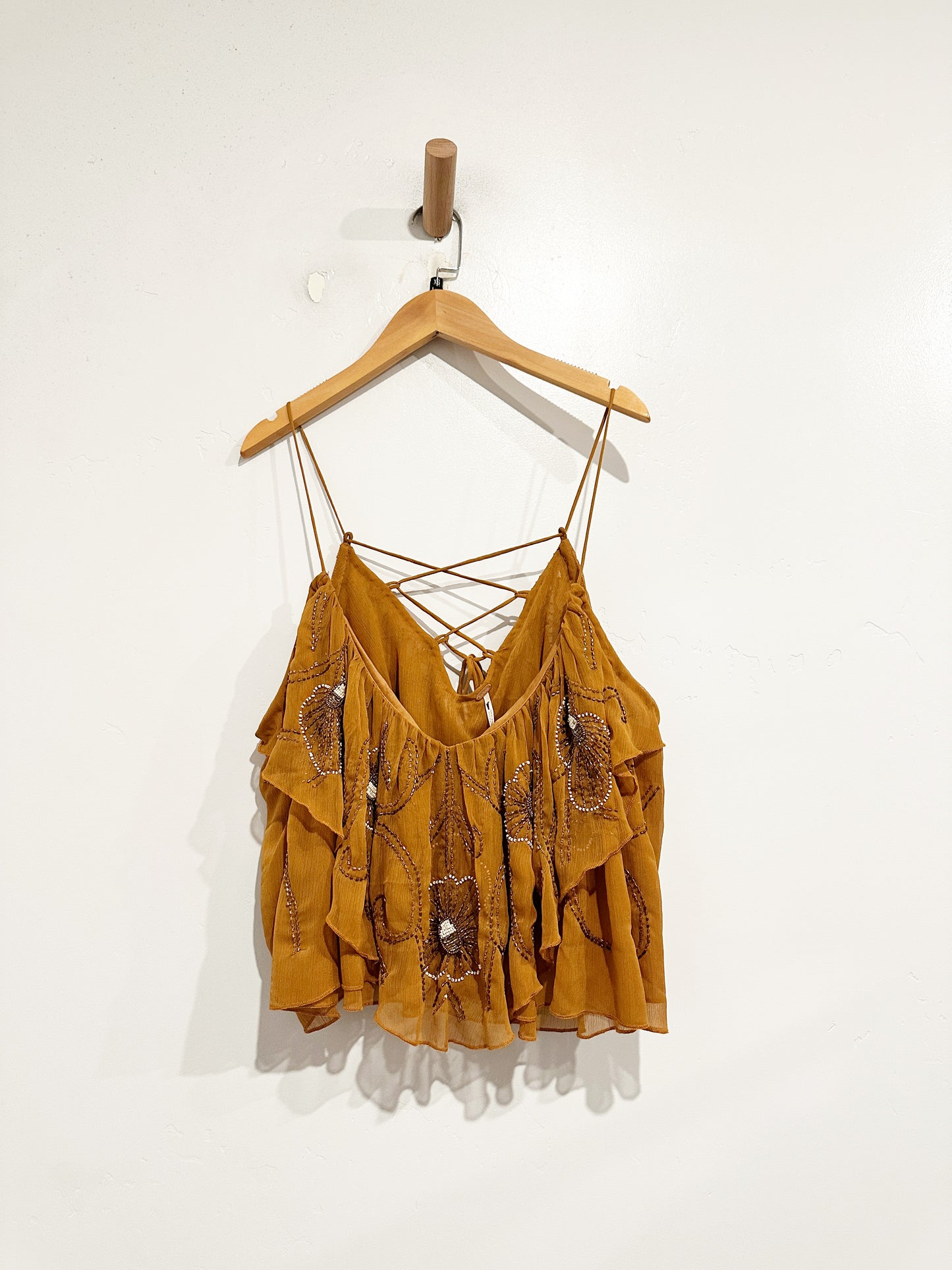 Free People Orange Beaded Tank - XS