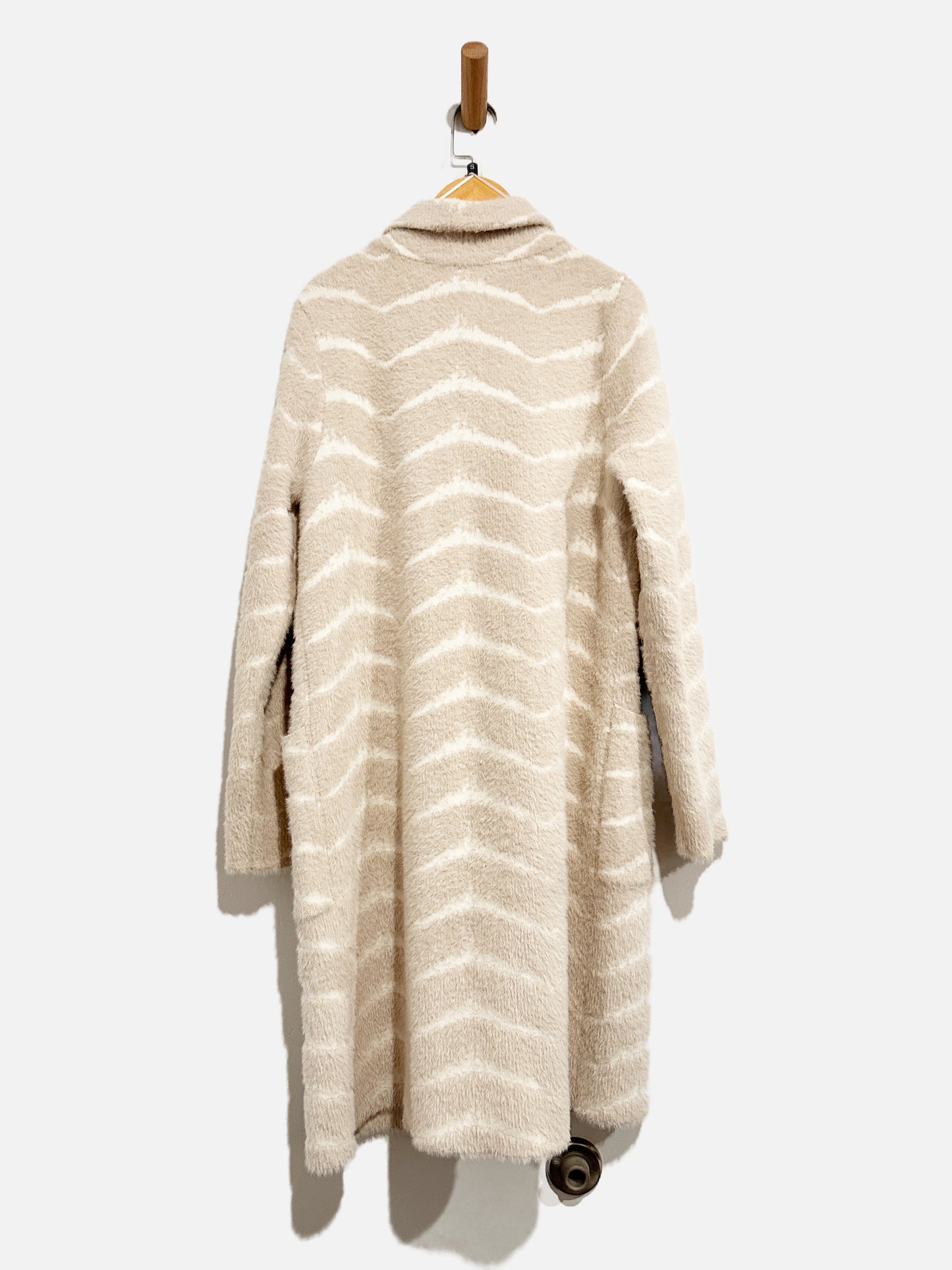 Lovestitch Beige Stripe Eyelash Long Cardigan - Small
