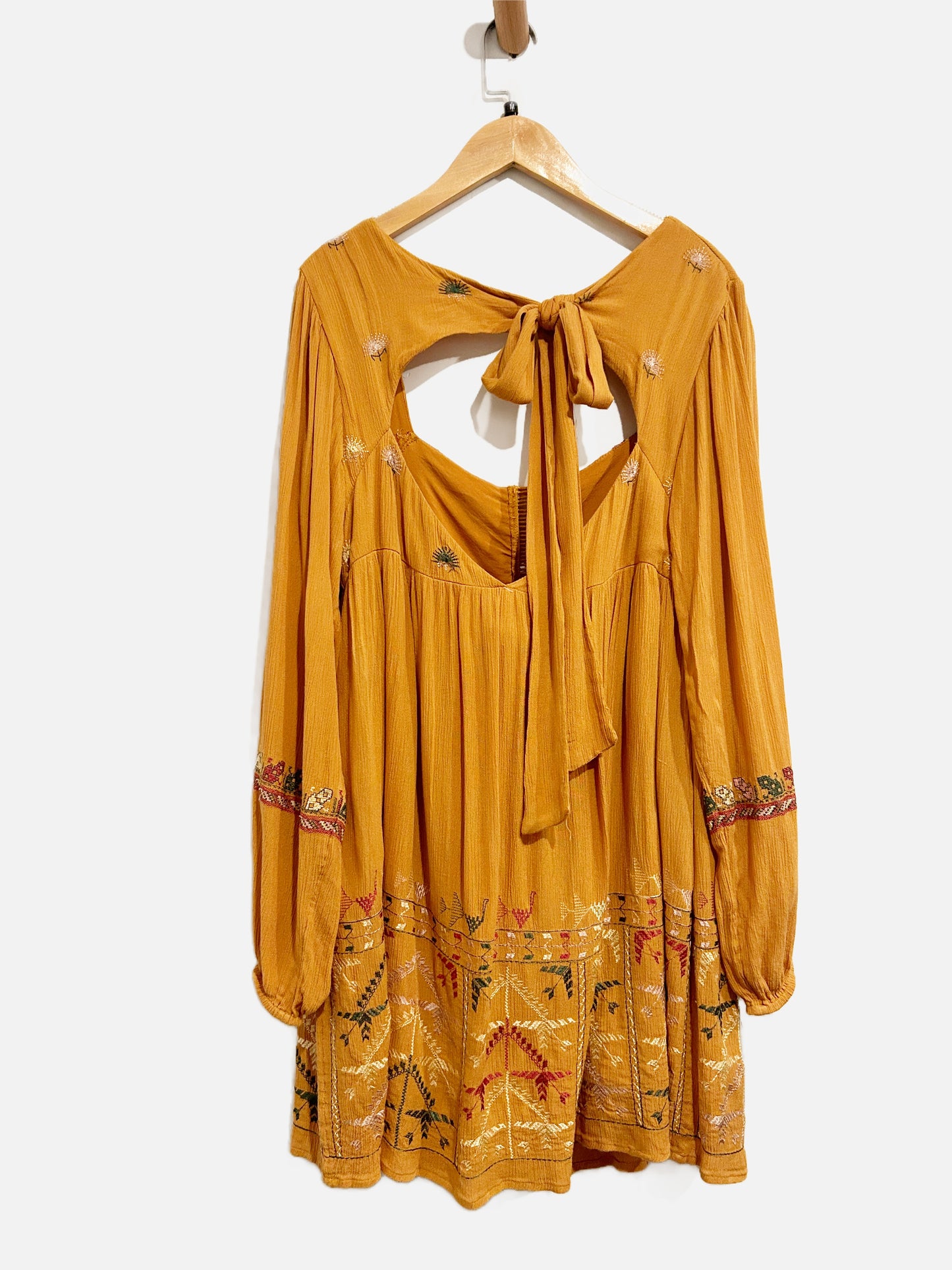 Free People Rhiannon Tan Embroidered Dress - Medium