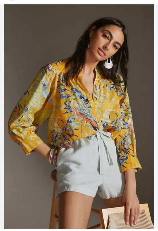 Anthropologie Maeve Tropical Print Blouse - Small