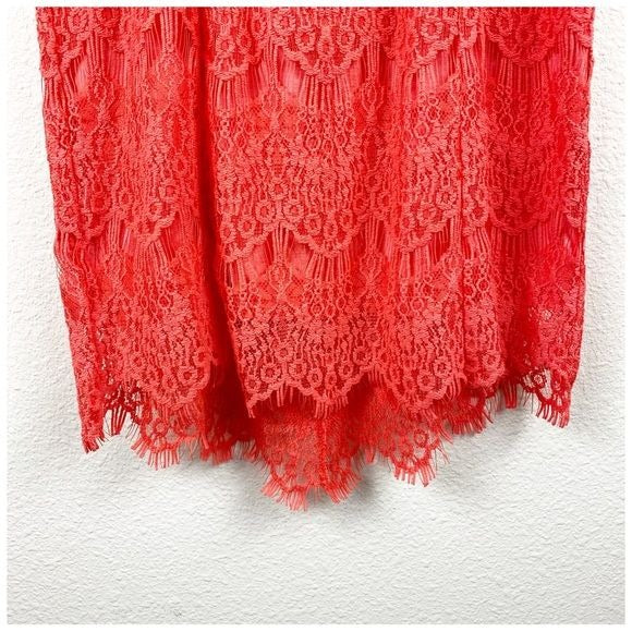 Free People NWT Daydream Lace Mini Dress in Coral Size Small