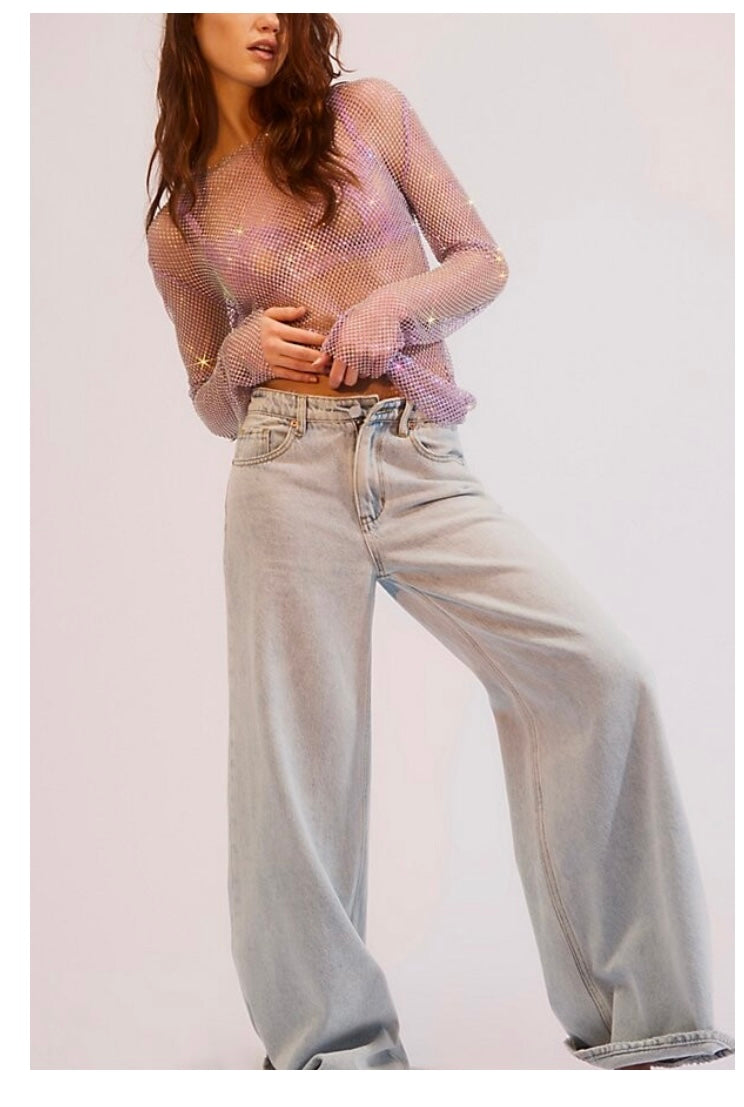 Free People Low Back Filter Finish LS Top in Rose - XS