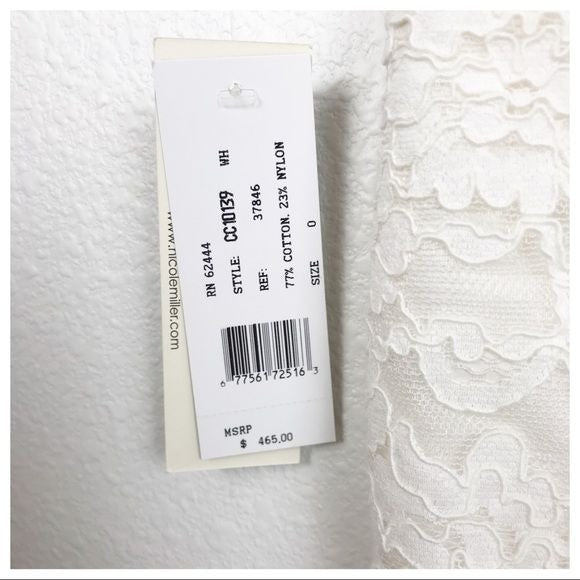 $$ Nicole Miller Collection NWT White Lace Dress Size 0