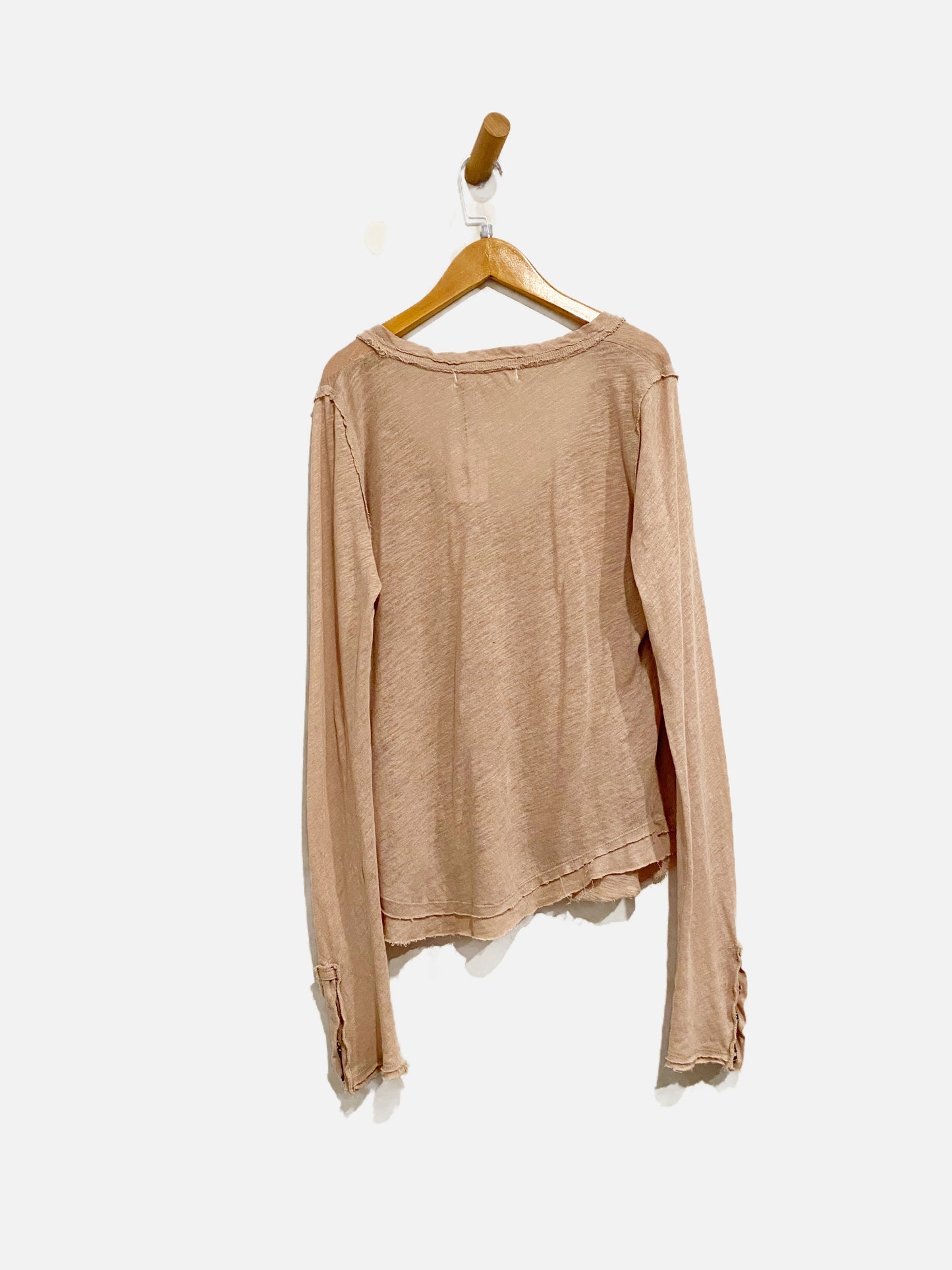 Free People Tan LS V Neck - Medium