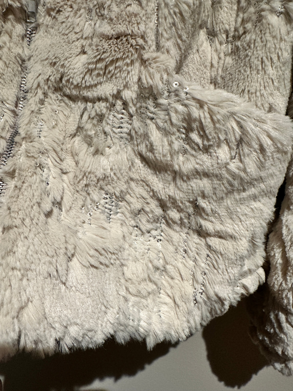 Chaser Faux Fur Sequin Puff Sleeve Jacket - XS