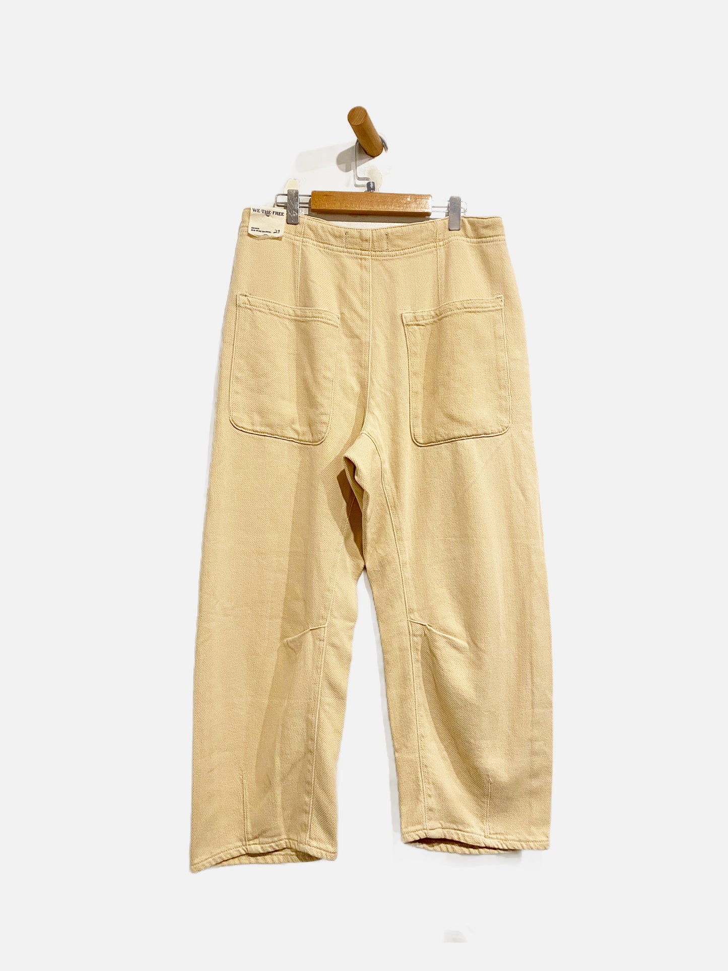 Free People Cream Osaka Mid Rise Barrel Jeans - 29