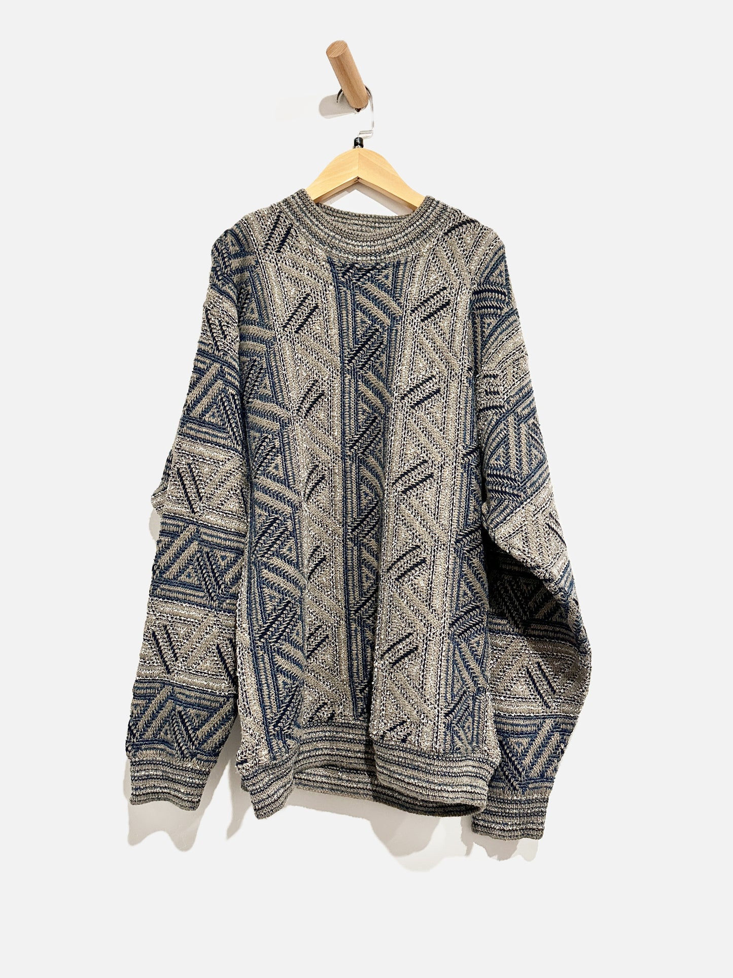 Cortina Italia Vintage Brown & Blue Grandpa Sweater - Small