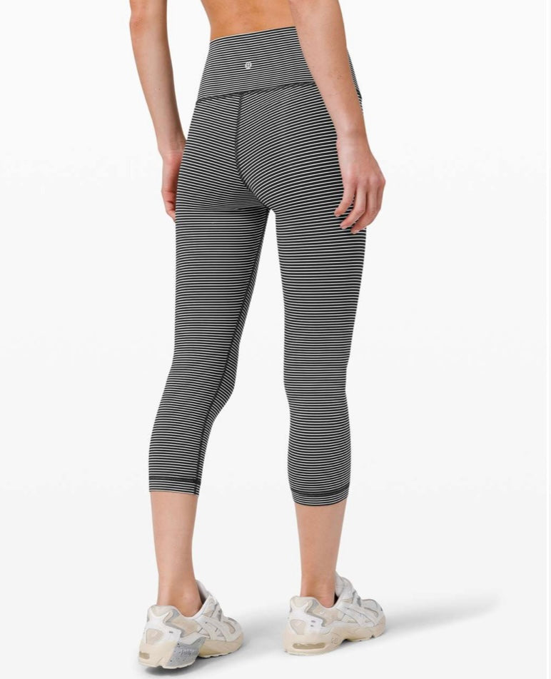 Lululemon Wunder Under Crop Black and White Stripe - 4