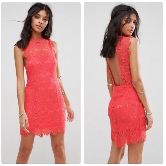Free People NWT Daydream Lace Mini Dress in Coral Size Small Ernest Grace Free People NWT Daydream Lace Mini Dress in Coral Size Small Ernest Grace