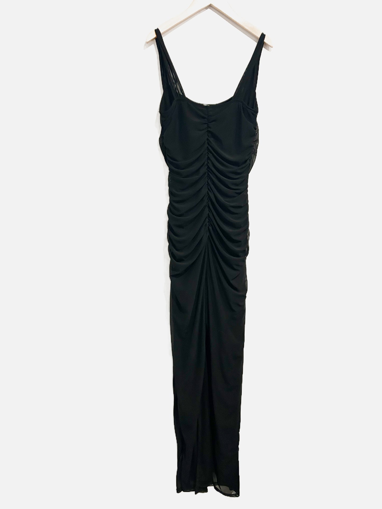 Lululs Black Mesh Bodycon Maxi Dress - Medium