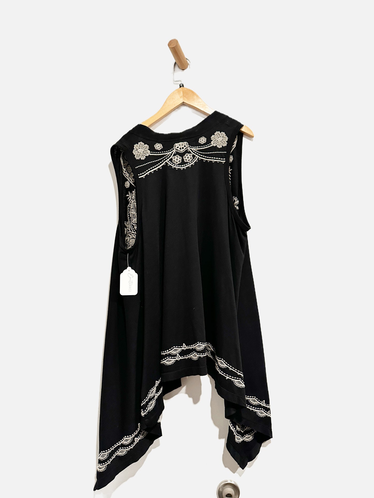 Johnny Was Black Embroidered Vest - Medium