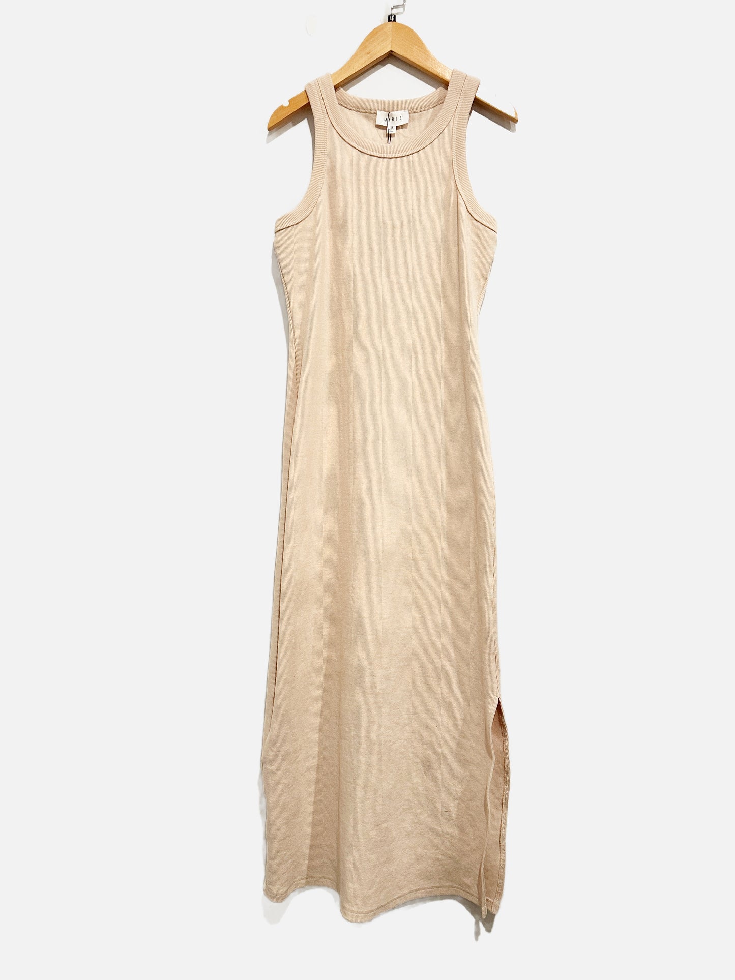 Mable Cream Ribbed Maxi Dress - Medium