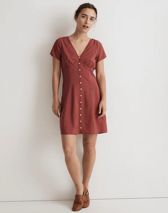 Madewell Red Button Down Mini Dress - 8