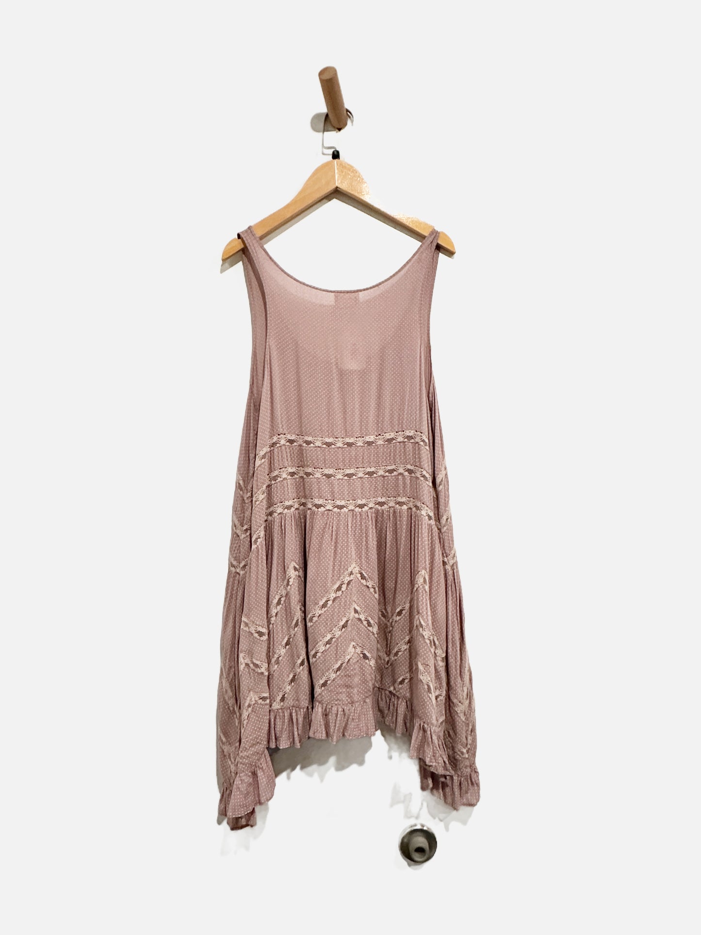 Free People Trapeze Pink Polka Dot Slip Dress - Small