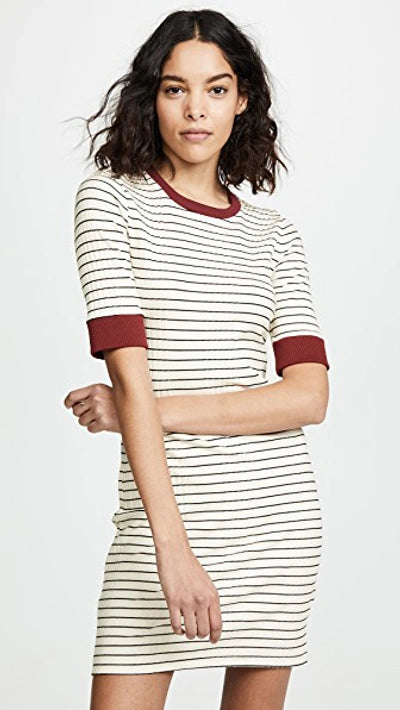 Joie White and Black Stripe T-Shirt Dress - Large