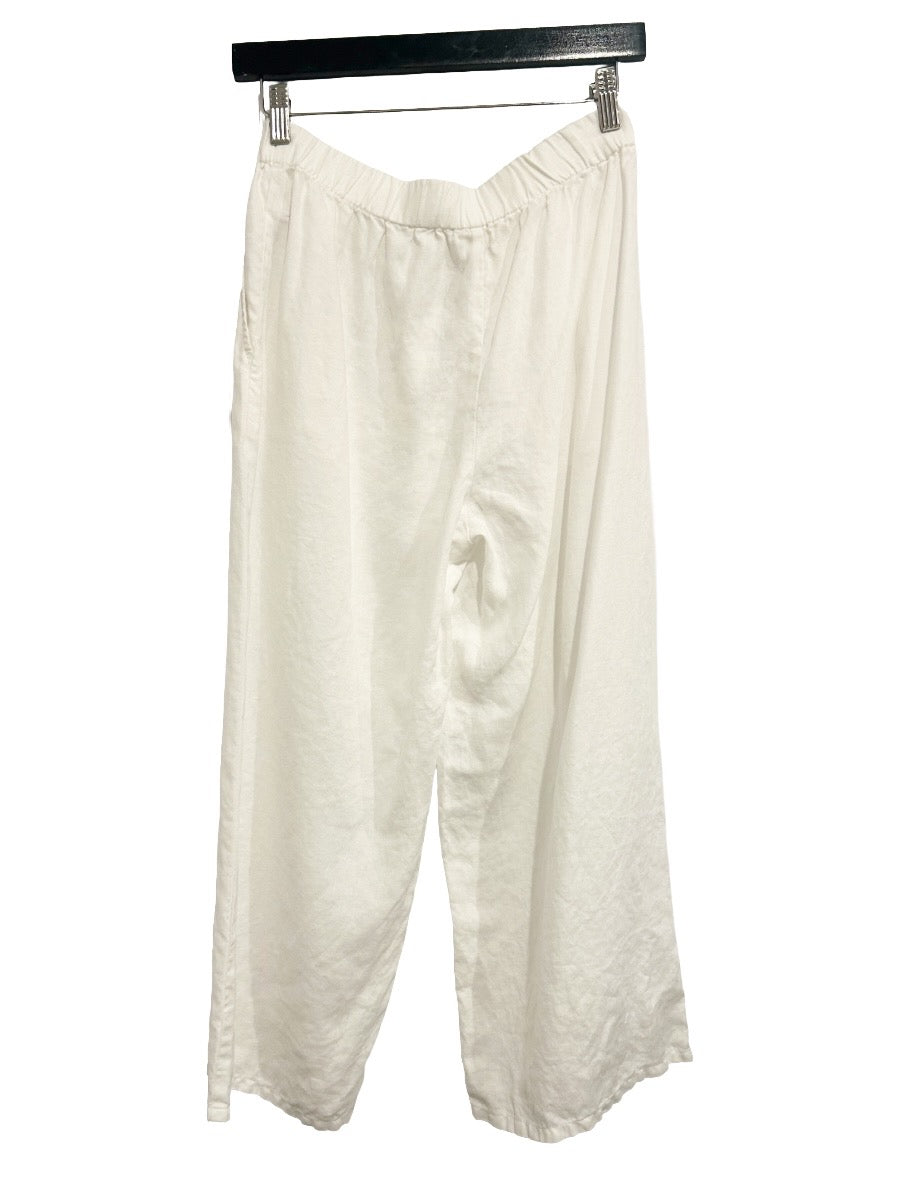 Eileen Fisher White Linen Wide Leg Pants - XS