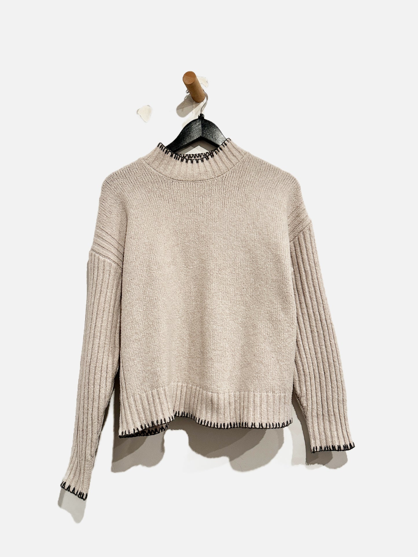 Joie Tan w/gray Stitching Sweater -Small
