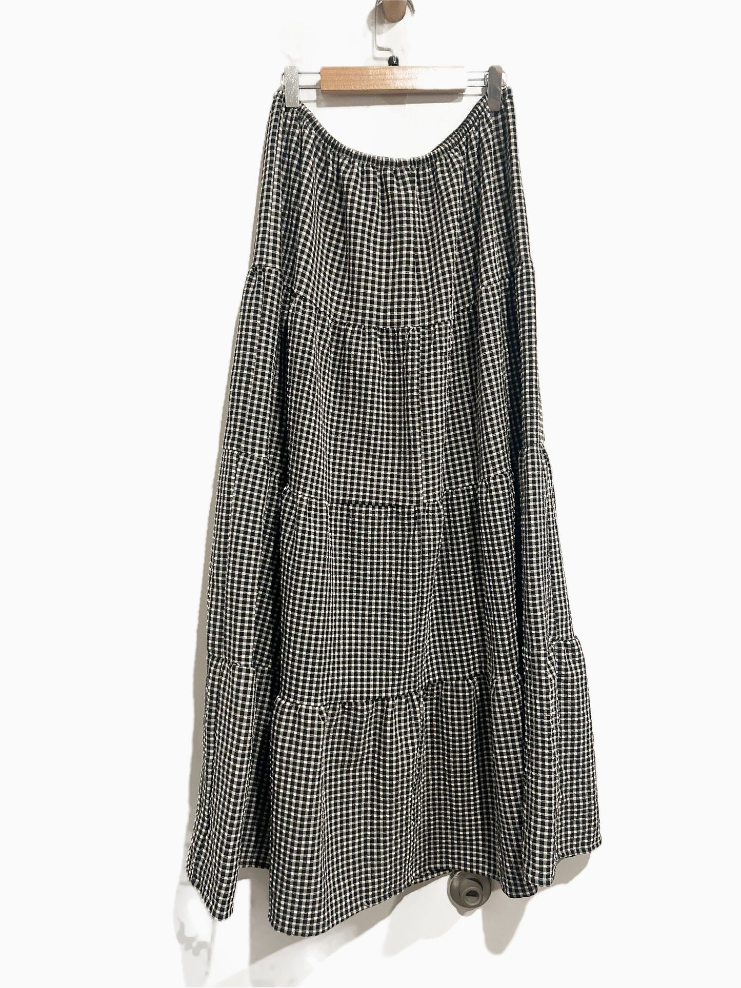 Sienna Sky Black and White Gingham Maxi Skirt - Large