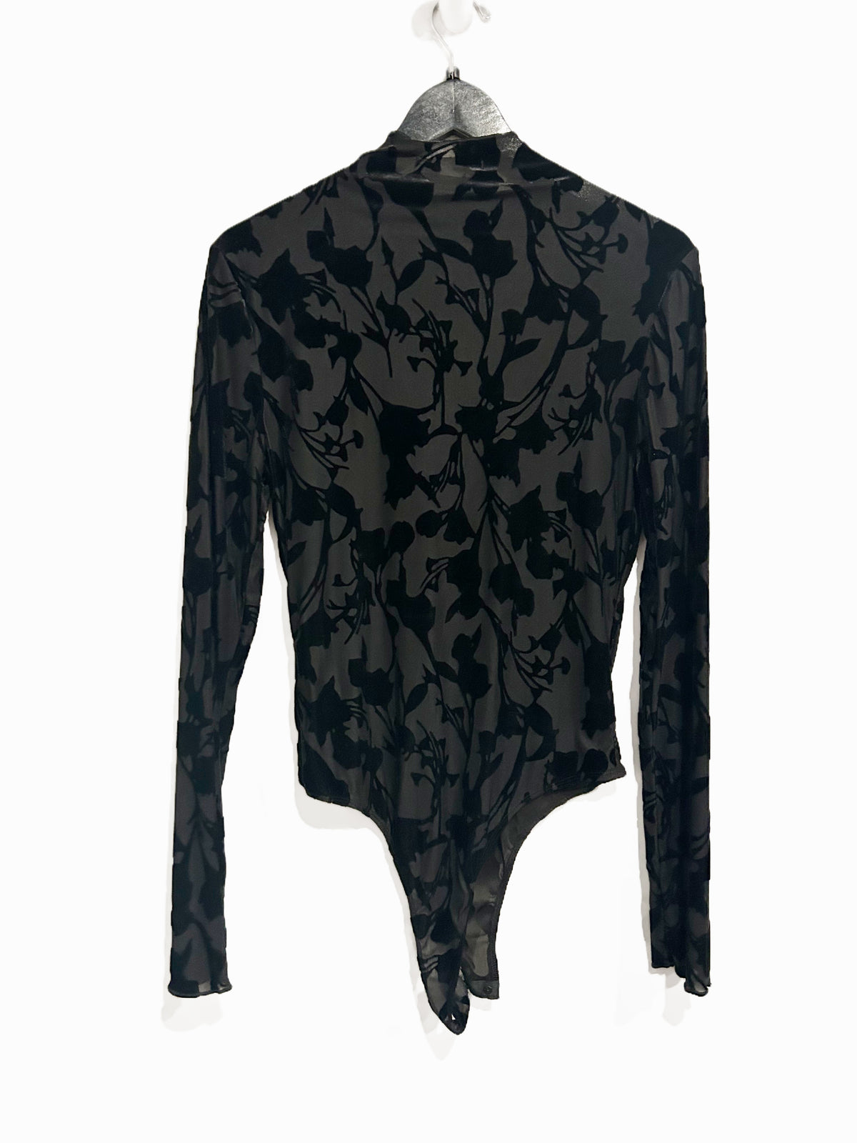 Mustard Seed Black Floral Velvet Bodysuit - Large