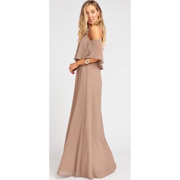 Show Me Your Mumu Caitlin Ruffle Maxi Dress in Dune Chiffon Size XS
