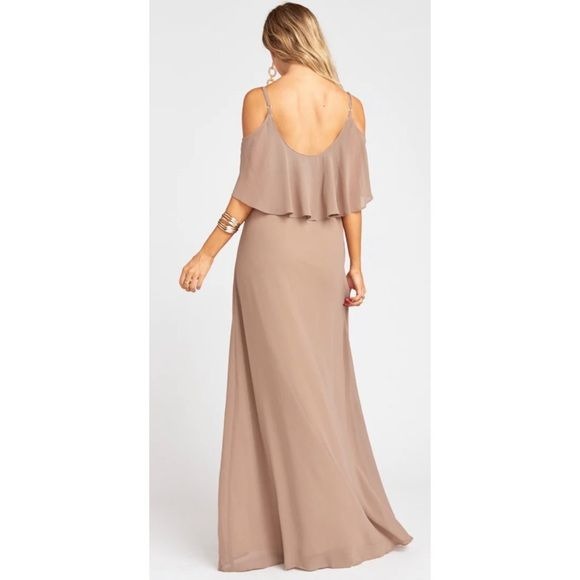 Show Me Your Mumu Caitlin Ruffle Maxi Dress in Dune Chiffon Size XS